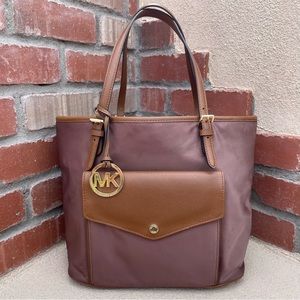Michael Kors “JET SET” Nylon/Leather Trim Tote - Dusty Rose